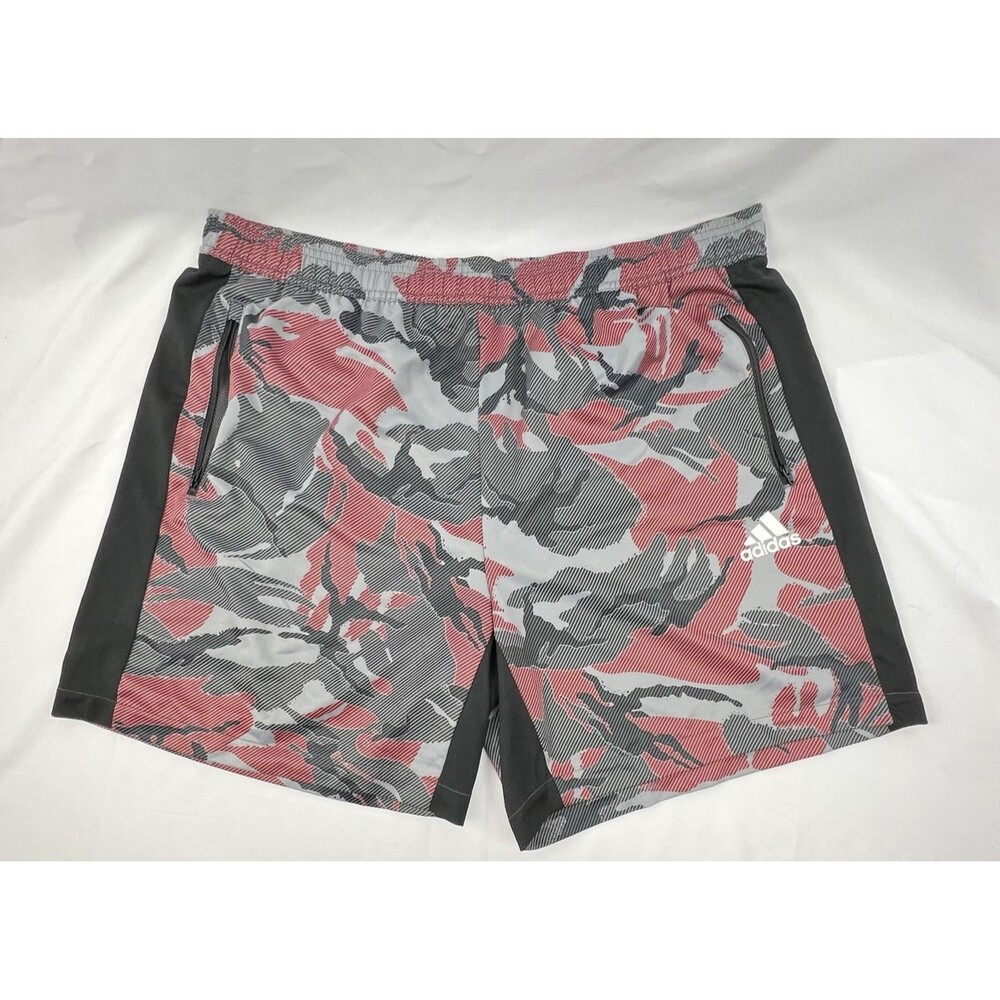 Adidas‎ Aeroready Shorts Mens 2XL Designed 2 Move Sport Camo Red Scarlet Grey